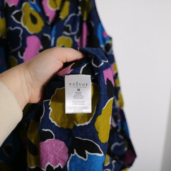 Velvet Graham Spencer Marlowe Printed Midi Dress Women Medium Floral Boho Cotton - Picture 5 of 6